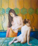 deux nus féminins dans un hammam